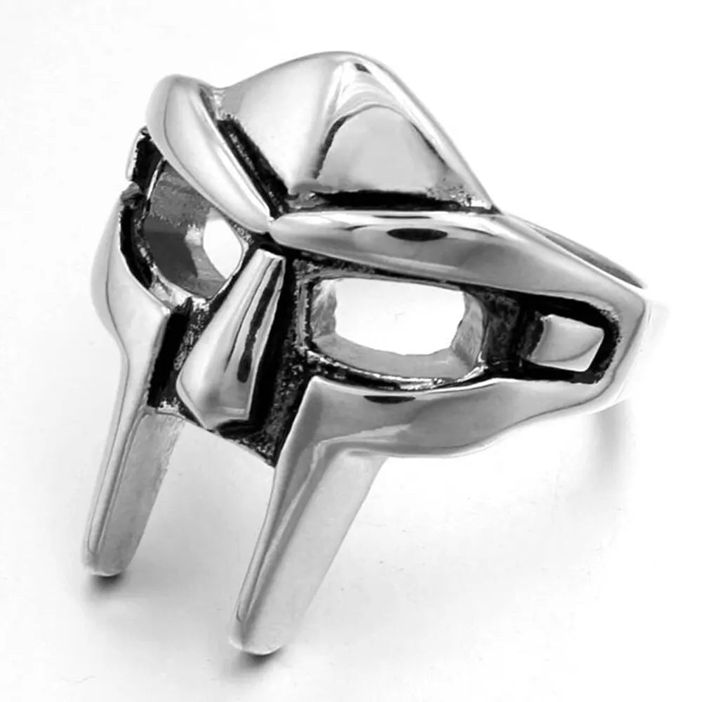 Vintage Goth Mf Doom Mask Adjustable Joint Ring for Men Gladiator Punk Egyptian Pharaoh Male Open Ring Jewelry