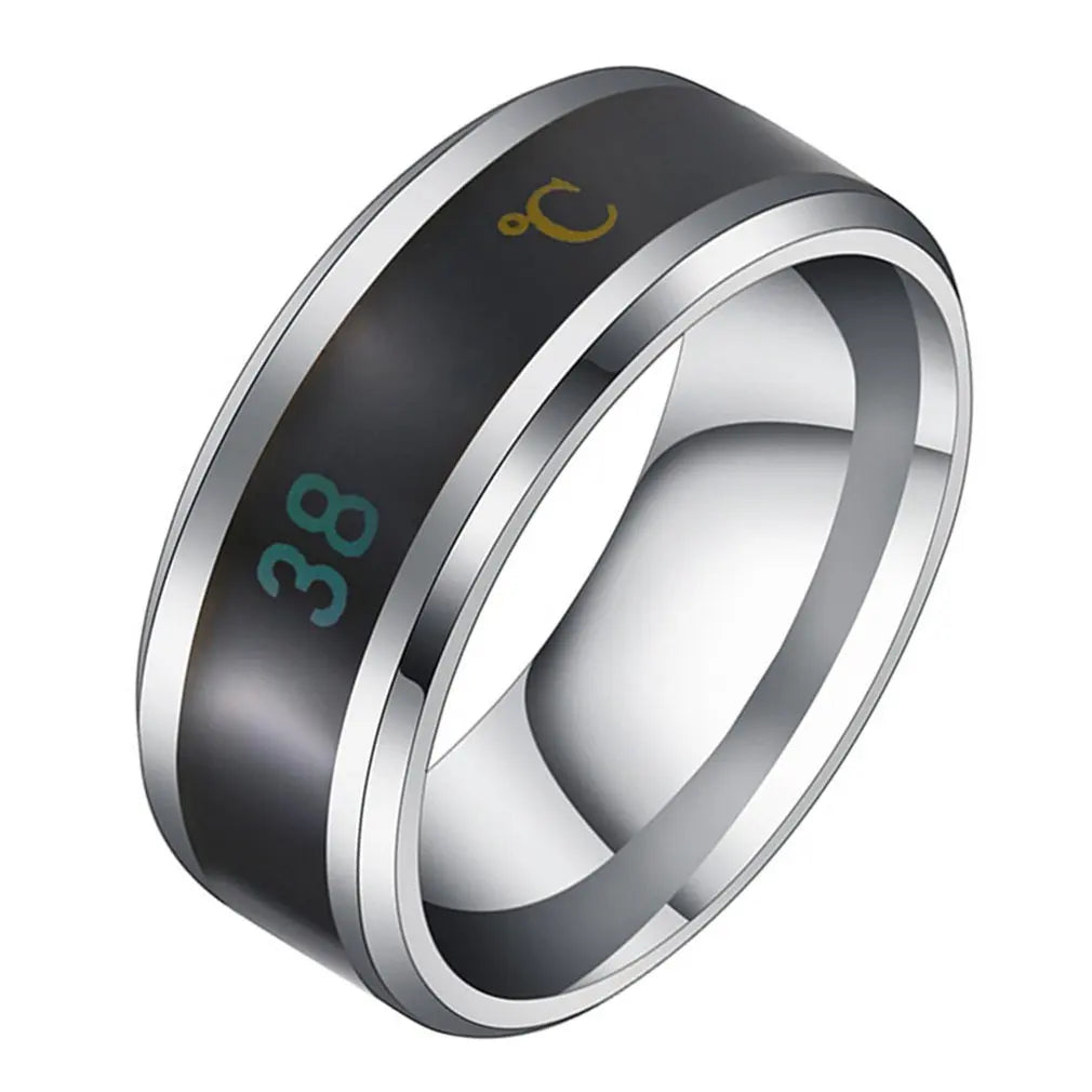 Fingertip Temperature Sense Multifunctional Waterproof Intelligent Smart Temperature Couple Ring Titanium Steel Finger Jewelry