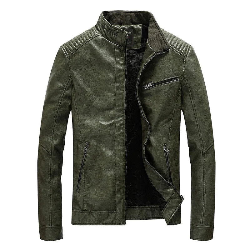 2023 Mens PU Leather Jacket Fleece and Thicken Male Coats Motorcycle Clothing Men Warm Mens Streetwear Pilot Leather Jacket