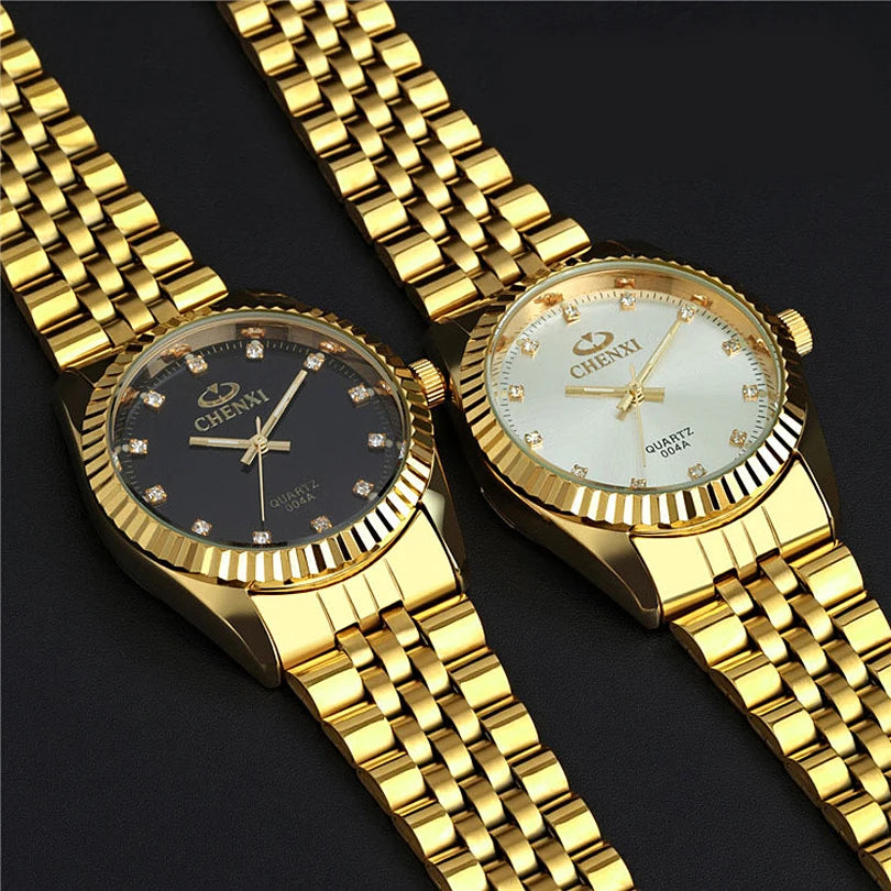 Luxury Brand Golden New Clock Fashion Men Watch Stainless Steel Watperoof Quartz Watches Male Golden Wristwatch Wholesale