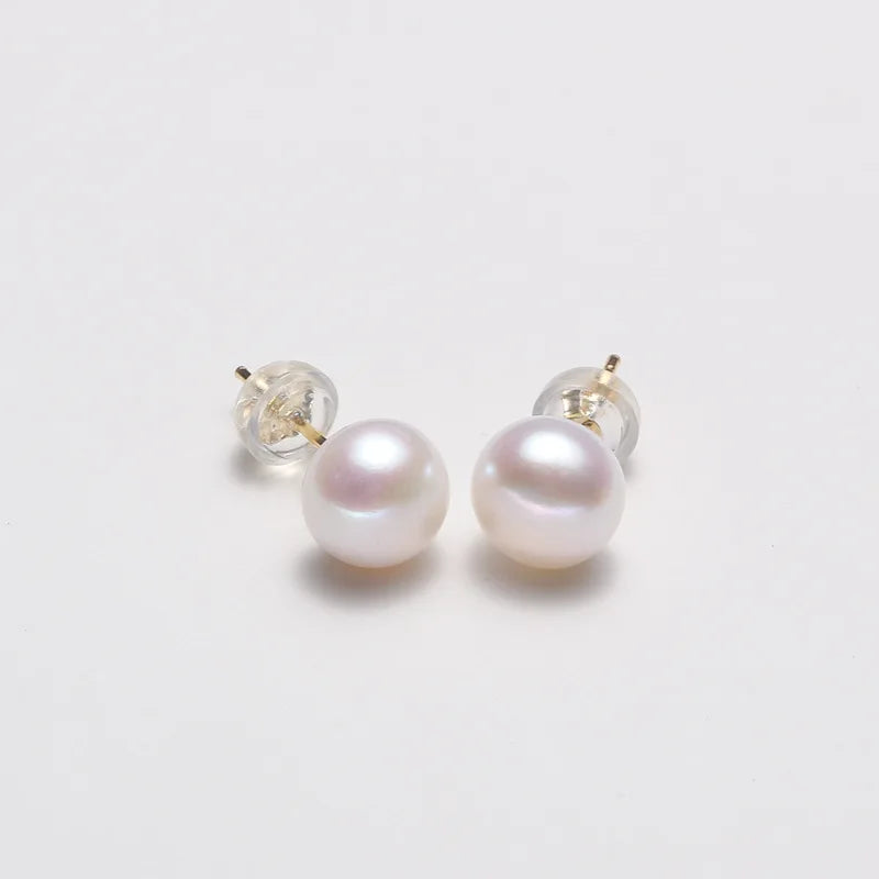 Hot 925 Sterling Silver Classic Earrings AAAA Genuine Natural Freshwater Pearl Stud Earrings for Women Fashion Gift