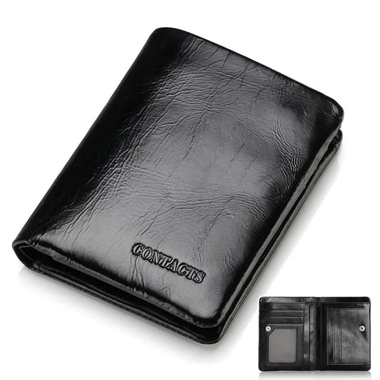 CONTACT'S New Classical Genuine Leather Wallets Vintage Style Men Wallet Fashion Brand Purse Card Holder Long Clutch Wallet