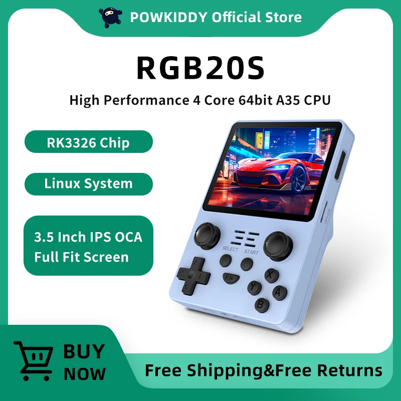 New RGB20S Handheld Game Console Retro Open Source System RK3326 3.5-Inch 4:3 IPS Screen Children'S Gifts