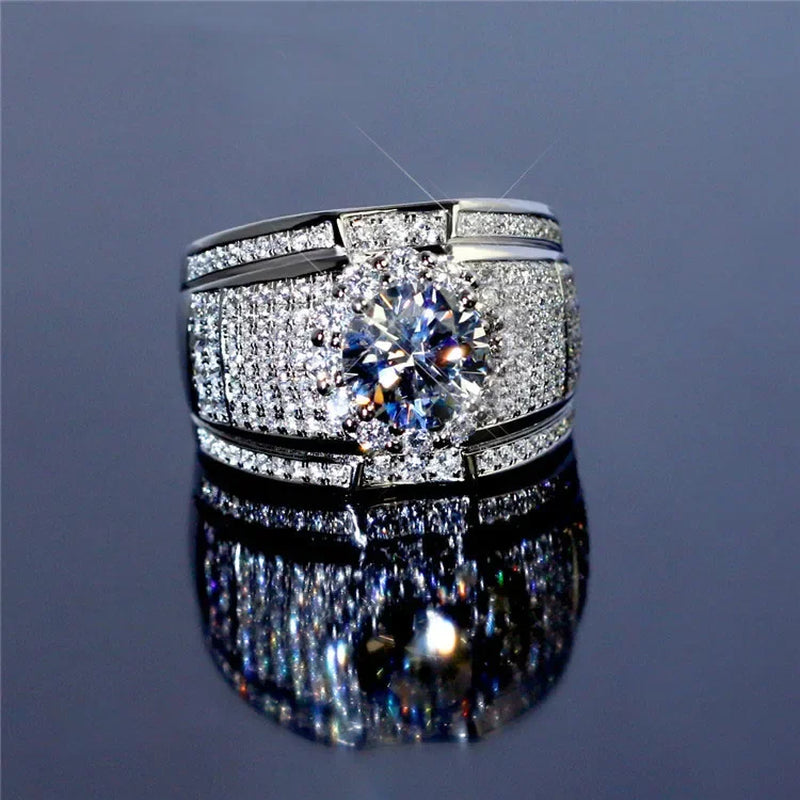 Fashion Female Rings 925 Sterling Silver White Zircon Stone Finger Ring for Women&Men Wedding Band Party Jewelry Accessories