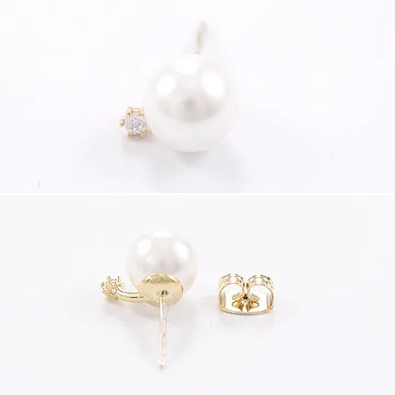 Fashion Wedding Pearl Jewelry Accessories White Gold Pearl Earrings Elegant Crystals Silver Color Stud Earrings for Women