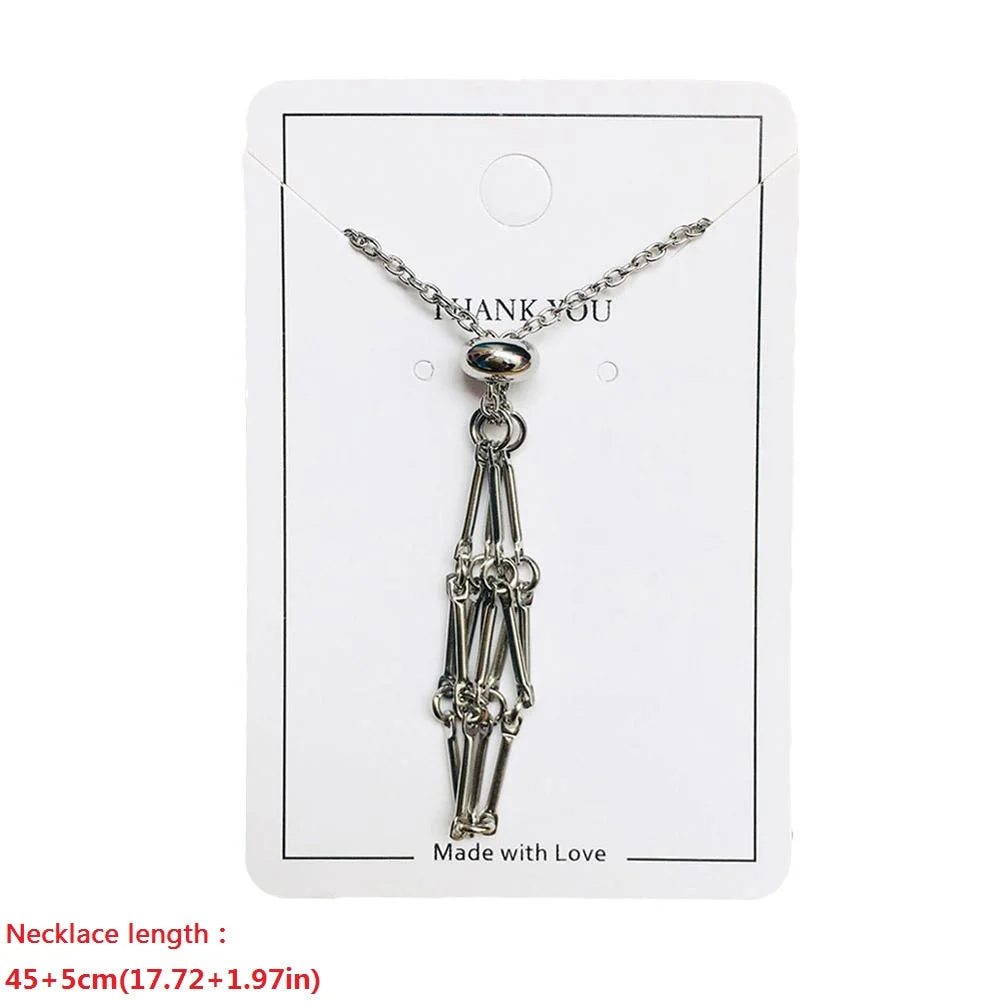 Stainless Steel Design Crystal Cage Necklace Holder Women Men Net Metal Chain Stone Collecting Holder Adjustable Pendant Jewelry