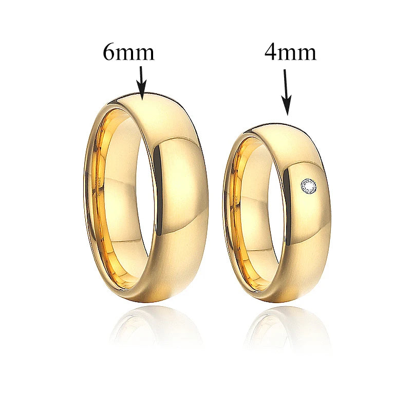 Unique Western Engagement Wedding Rings Couple Set for Men and Women Dubai African 24K Gold Plated Stainless Steel Jewelry