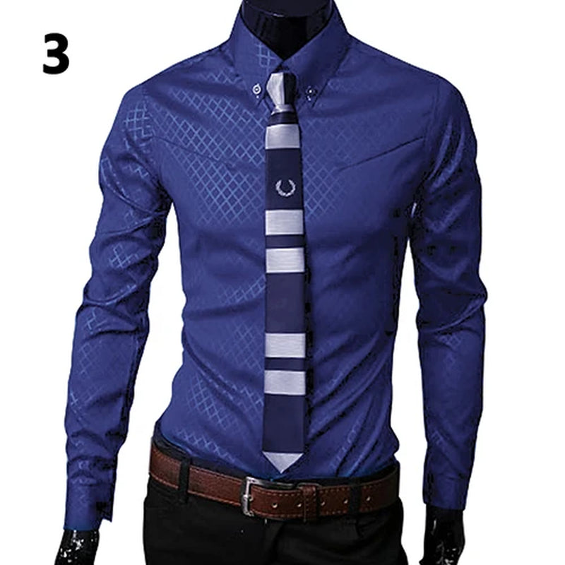 Luxury Men'S Shirt Business Style Slim Soft Comfort Slim-Fit Styles Long Sleeve Casual Dress Shirt Gift for Men