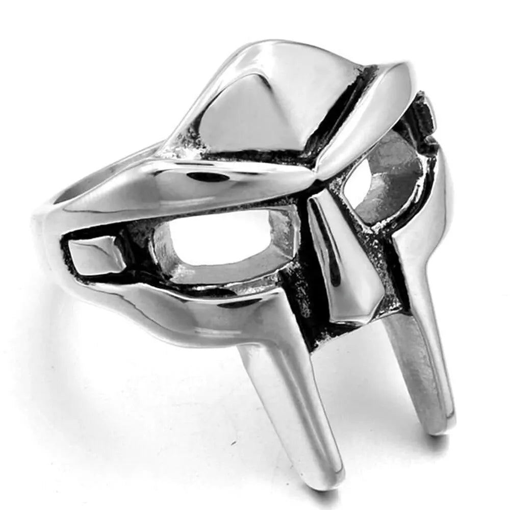 Vintage Goth Mf Doom Mask Adjustable Joint Ring for Men Gladiator Punk Egyptian Pharaoh Male Open Ring Jewelry