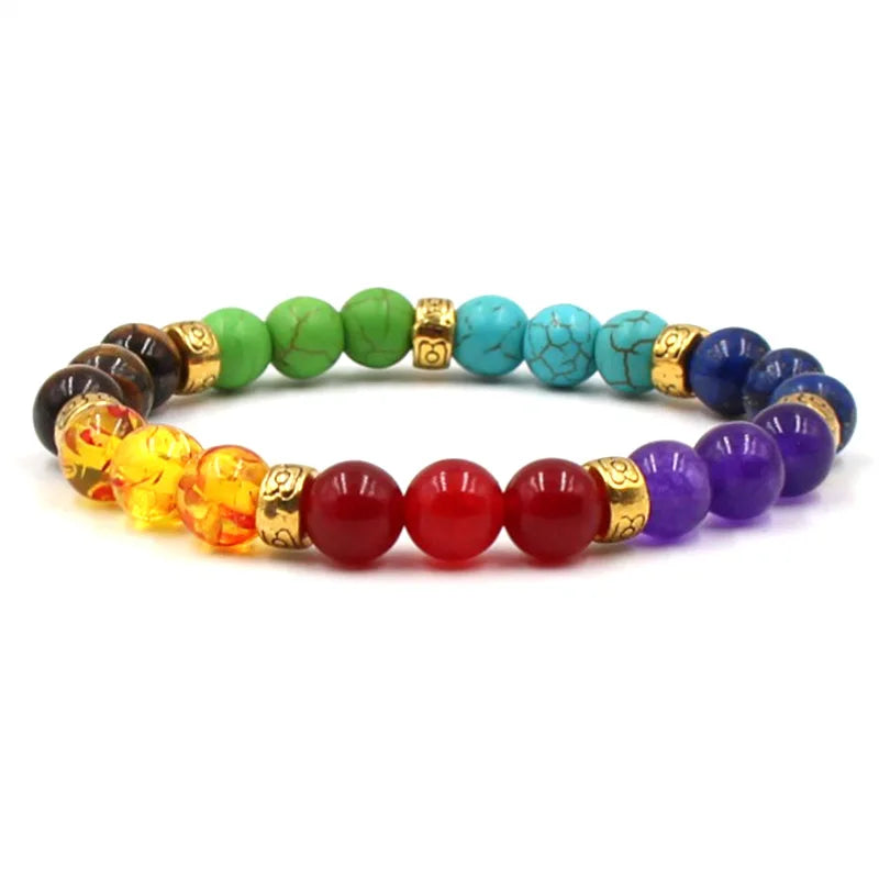 8MM Natural Stone Beaded Chain Bracelets for Women Men Couple Lava Rock Healing Balance Beads Reiki Buddha Chakra Bangle Jewelry