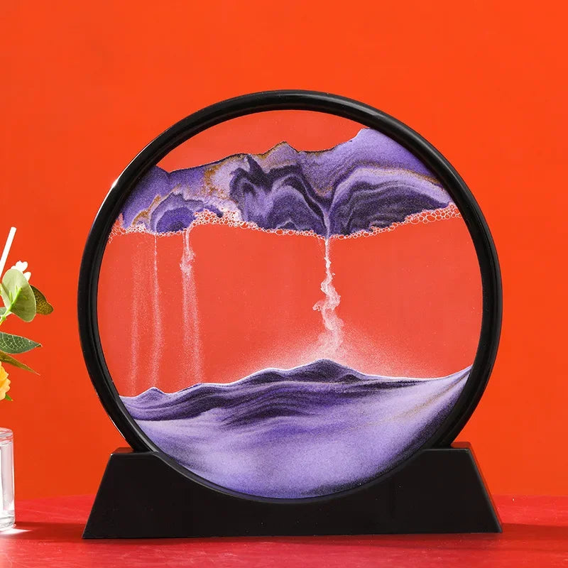 3D Moving Sand Art Picture round Glass Deep Sea Sandscape Hourglass Quicksand Craft Flowing Sand Painting Office Home Decor Gift