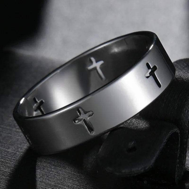 New Arrival Titanium Steel Jesus Cross Rings for Women Men Letter Bible Prayer Finger Christian Jewelry Wholesale