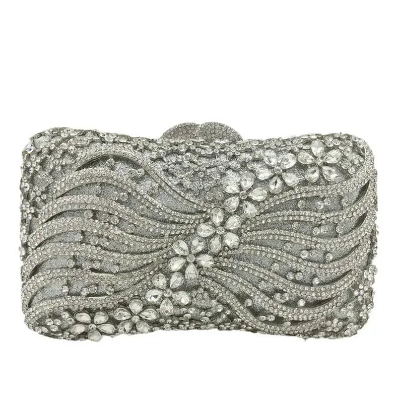 (In Stock) Women Crystal Clutch Evening Bags Wedding Party Rhinestones Handbags Ladies Gala Dinner Gold Purses