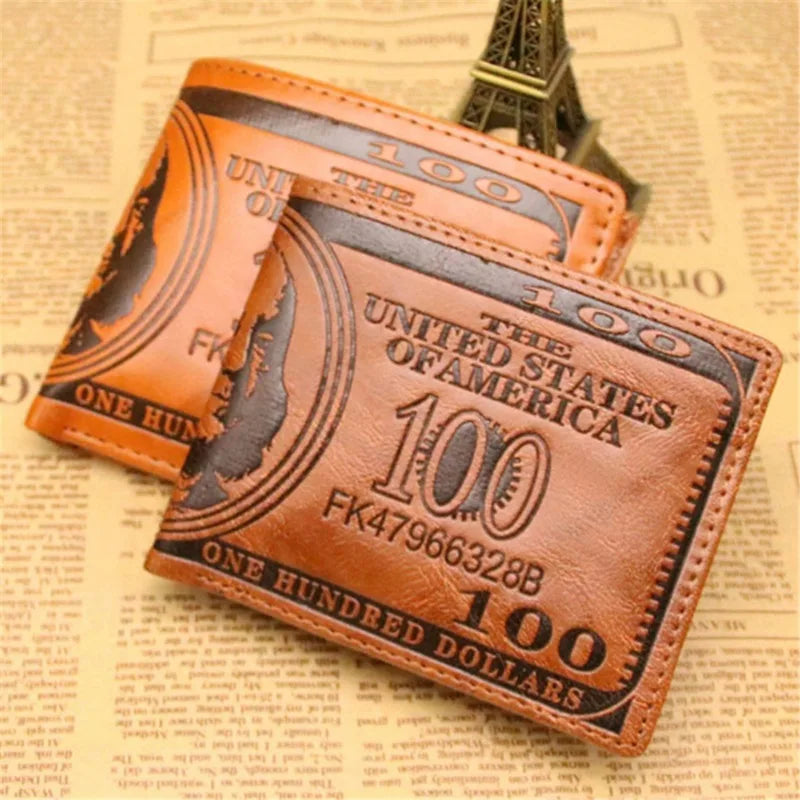 Leather Men Wallet 2024 Dollar Price Wallet Casual Clutch Money Purse Bag Credit Card Holder Fashion New Billetera Hombre