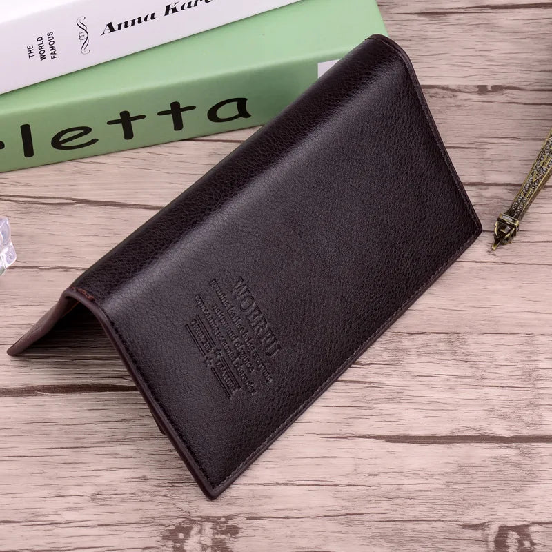 Business Long Men Wallet Vertical Leather Purse Male Clutch Wallets Men Women Money Card Holder Pocket Multifunction Top Quality