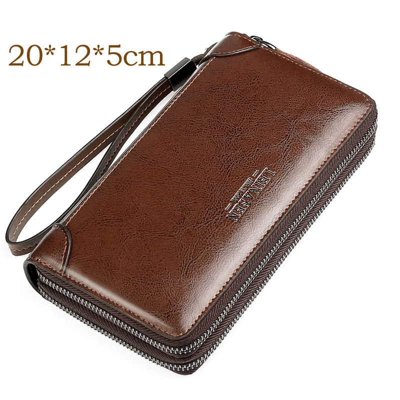 New Men Wallets Leather Men Bags Clutch Bags Koffer Wallet Leather Long Wallet with Coin Pocket Zipper Men Purse