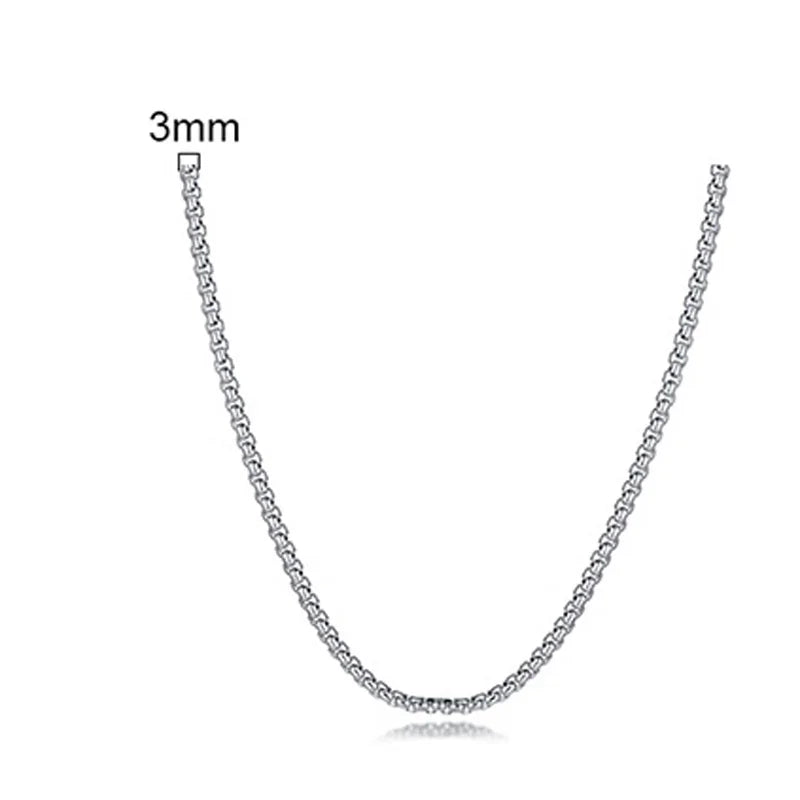 ROUND BOX CHAIN STAINLESS STEEL CHAIN MENS or WOMENS CHAIN UNISEX JEWELRY 18 to 30INCH