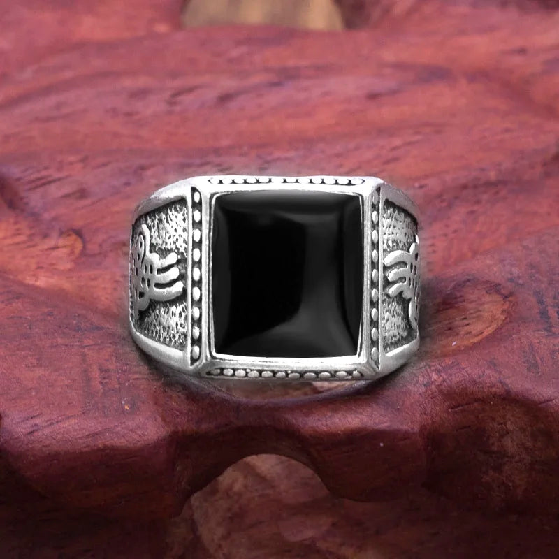 Vintage Black Square Oil Drip Ring Men Alloy Wedding Rings Men Jewelry Accessories