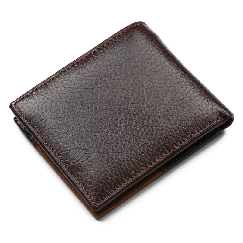 100% Cow Genuine Leather Men Wallet Many Departments Short Bifold Man Wallets Zipper Coin Pocket Card Holder Purses Male Wallets