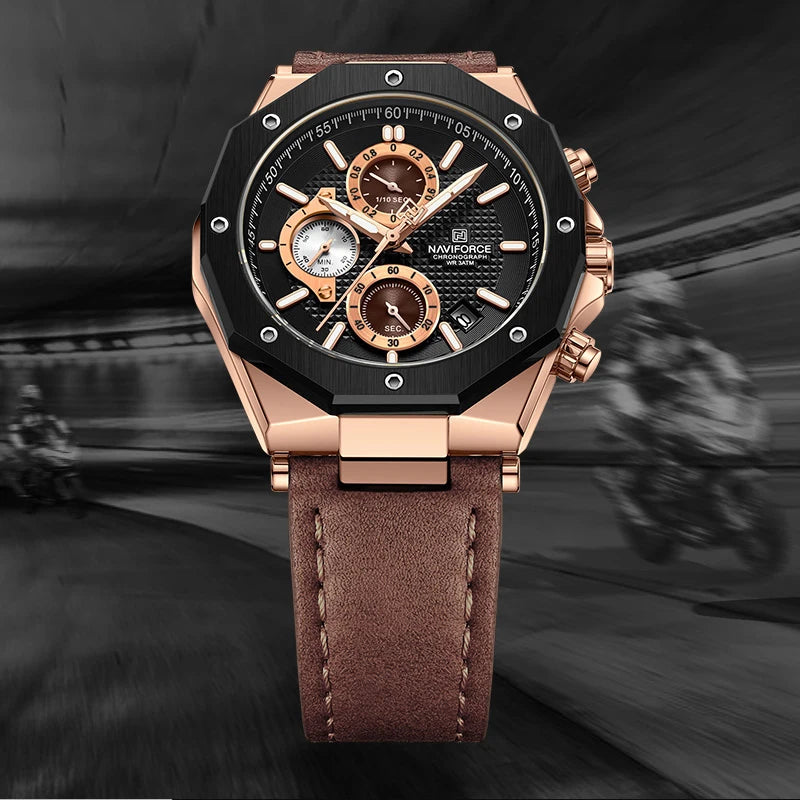 Watches Top Luxury Brand Sport Casual Leather Waterproof Business Fashion Chronograph with Auto Date