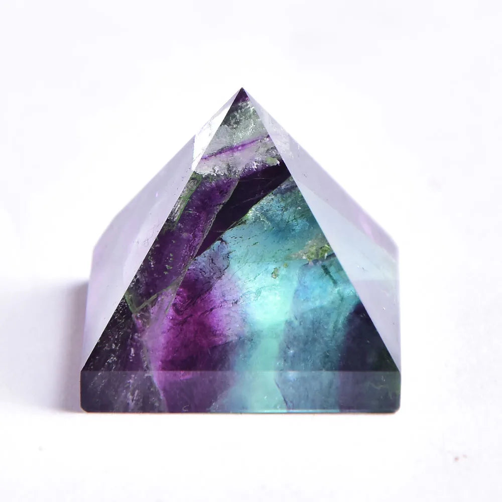 Natural Crystal Pyramid Fluorite Quartz Healing Stone Chakra Reiki Crystal Point Energy Home Decor Handmade Crafts of Gem Stone