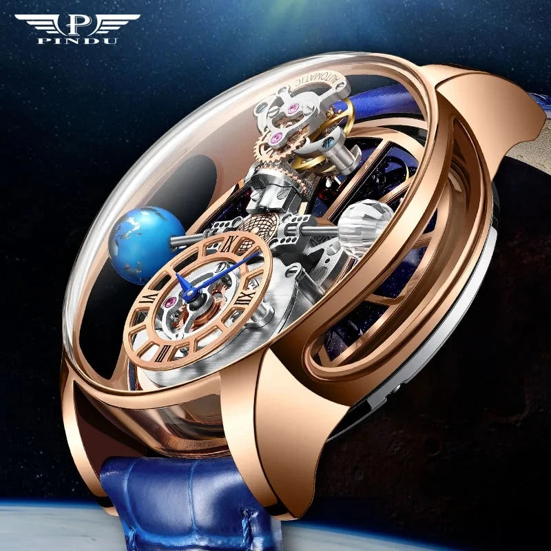 INDU Celestial Body Series "Sky" Quartz Watch Man for Men Waterroof Leather Stra Tourbillon Watch Luxury Business Men Watch