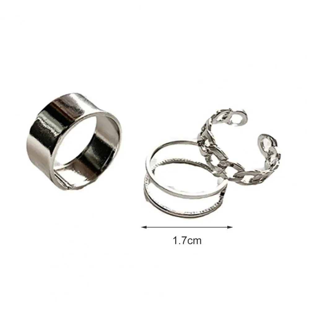 3Pcs Women Rings Korean Simple Ring Electroplating Finger Rings Fashion Jewelry Personality Ring