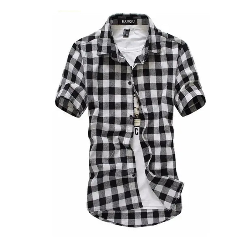 Red and Black Plaid Shirt Men Shirts 2024 New Summer Fashion Chemise Homme Mens Checkered Shirts Short Sleeve Shirt Men Blouse