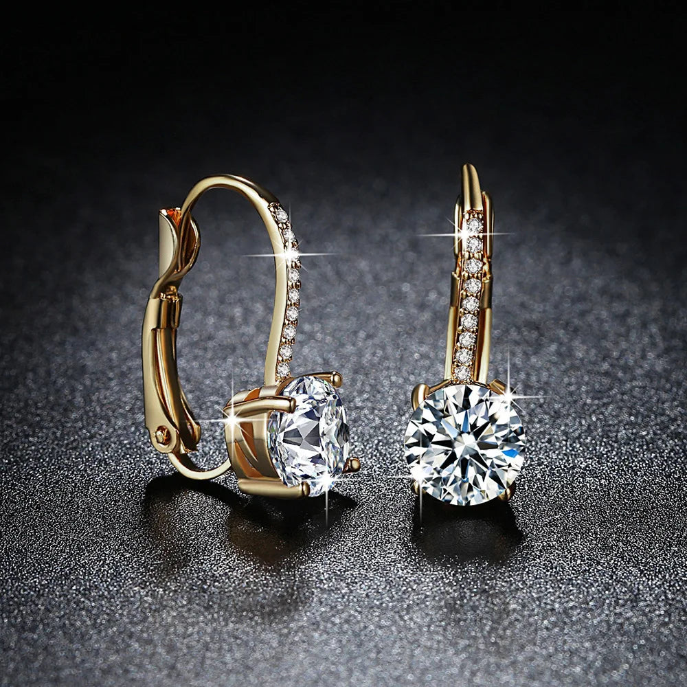 Trendy 14K Gold Plated Earrings 2023 Silver Hoops 925 Dangle Earrings for Women Lever Back Moissanite Earring Drop Girls Jewelry