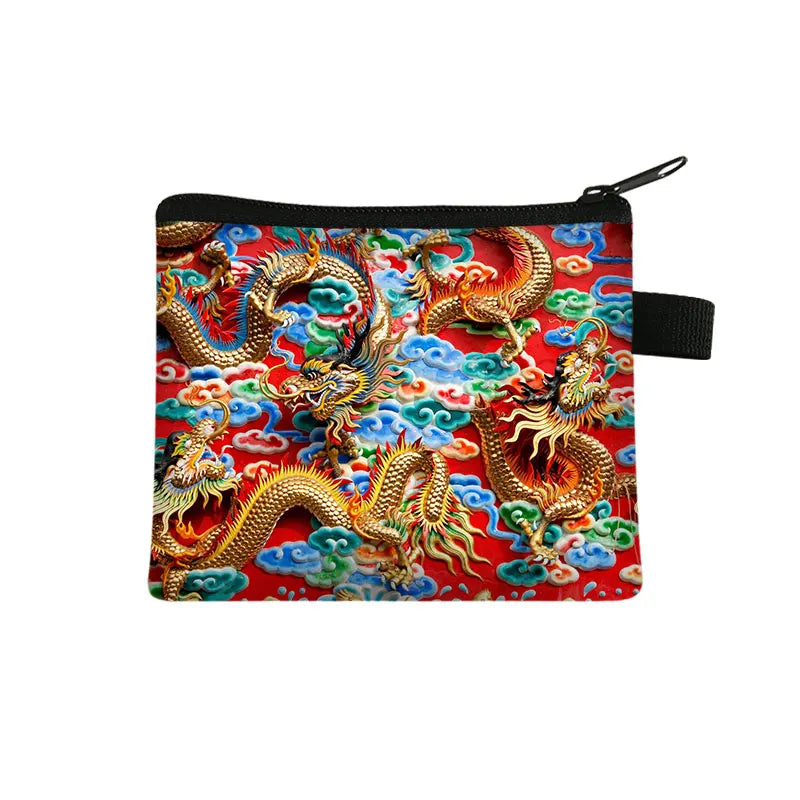 Gothic Asian Dragon Coin Purse Harajuku Women Men Wallet Small Clutch Boys Girls Hip Hop Purse Keys Cards Money Holder Bags Gift