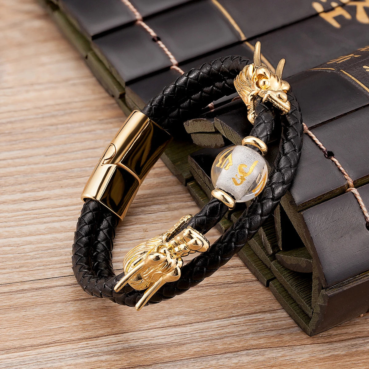 4Style Punk Dragon Shape Leather Bracelets Men Jewelry Classic Stainless Steel Magnetic Clasp Charm Bracelet Homme Male Jewellry