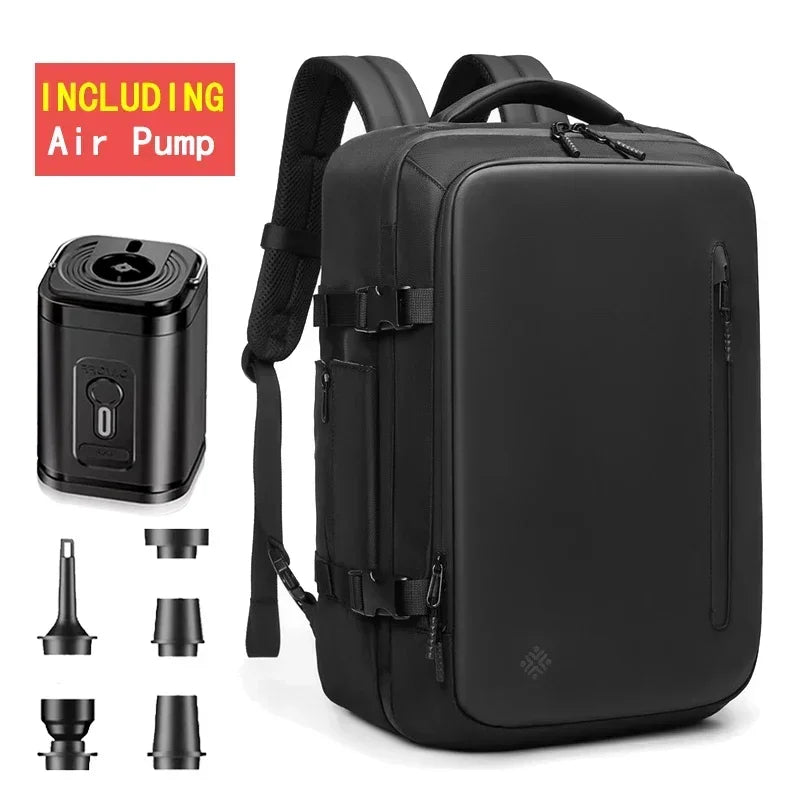 Waterproof Man Travel Backpack Vacuum Compression with Air Pump anti Theft Laptop Bag Expandable Fashion Casual Large Back Pack