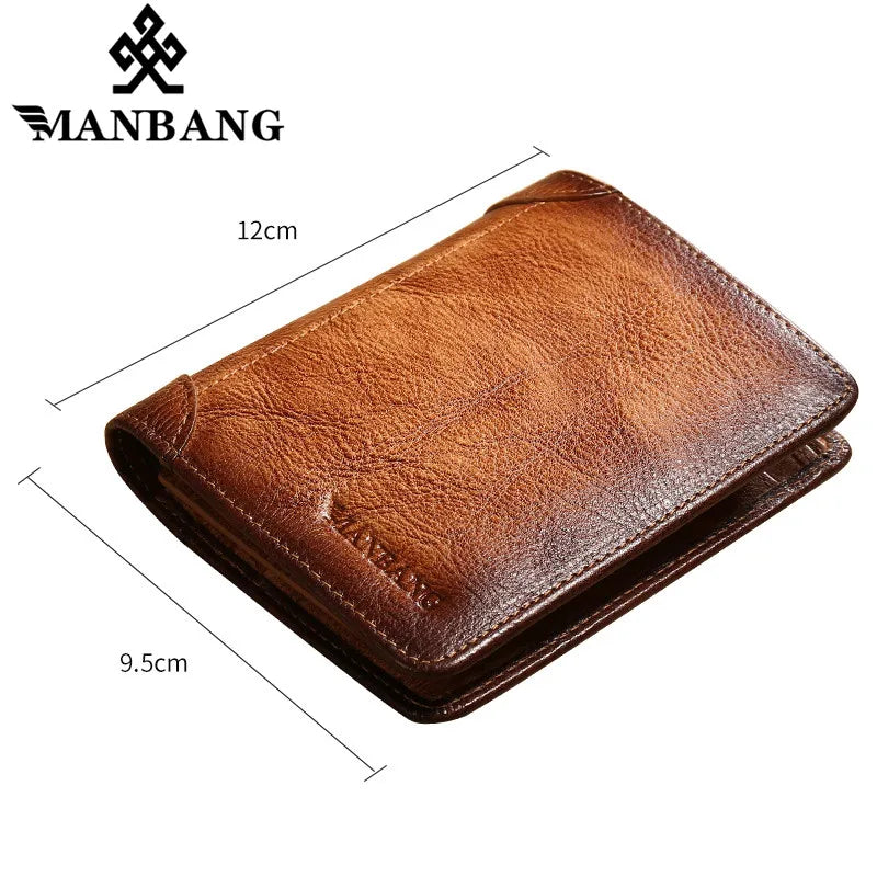 HOT Genuine Leather Men Wallet Small Mini Card Holder Male Wallet Pocket Retro Purse Wallet for Men High Quality