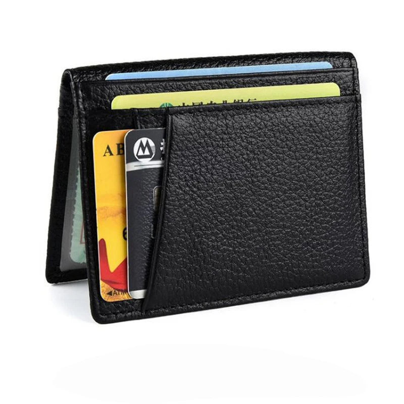 Super Slim Soft Wallet 100% Genuine Leather Mini Credit Card Holder Wallets Purse Thin Small Card Holders Men Wallet