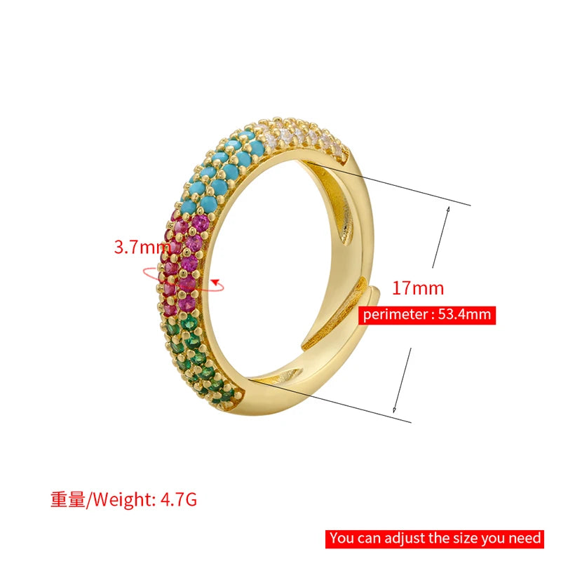 12 Colors Gold Color Women Rings 2020 Fashion Adjustable Rings CZ Crystal Rings for Women Party/Gifts Model: VJ49