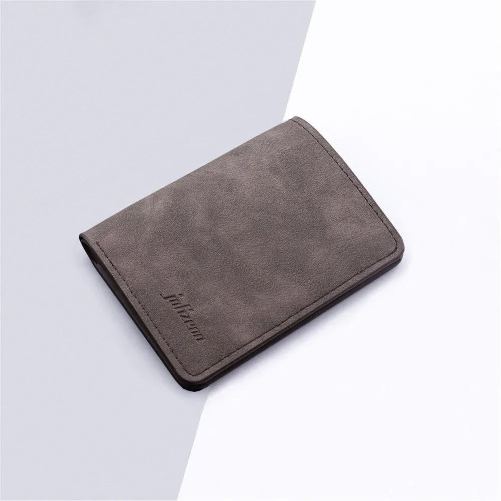 PU Leather Purse Frosted Card Holder Retro Embossed Folding Wallet Thin Men Soft Coin Pouch Bag for Women 2022 Trend 8*11Cm Mini