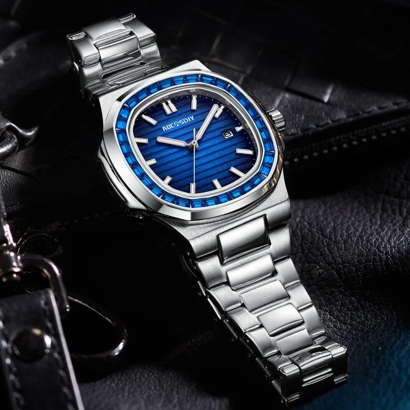 Watch for Men Luxury Watch Business Waterproof Male Clock Luminous Date Stainless Steel Square Quartz Men Watch Reloj Hombre