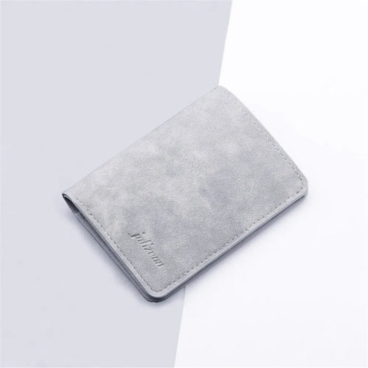 PU Leather Purse Frosted Card Holder Retro Embossed Folding Wallet Thin Men Soft Coin Pouch Bag for Women 2022 Trend 8*11Cm Mini