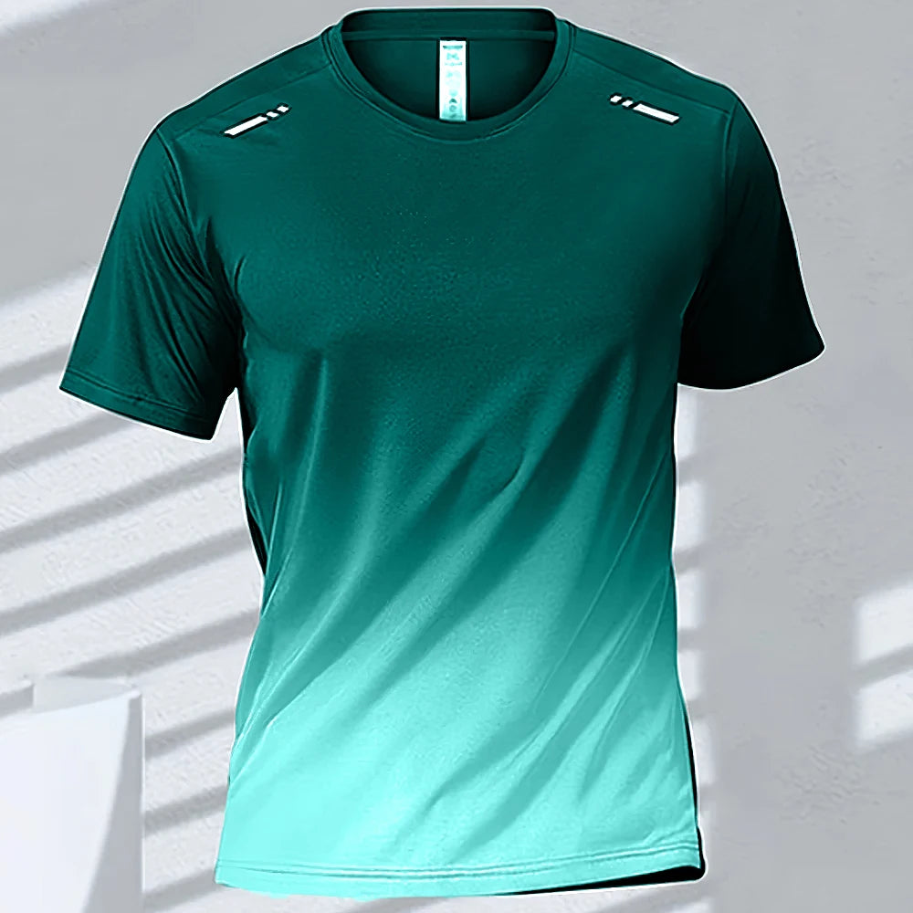 Men'S T-Shirts Sports Running T-Shirt Quick-Drying Gradient Short Sleeve Tees Outdoor Workout Basketball Training Running Outfit