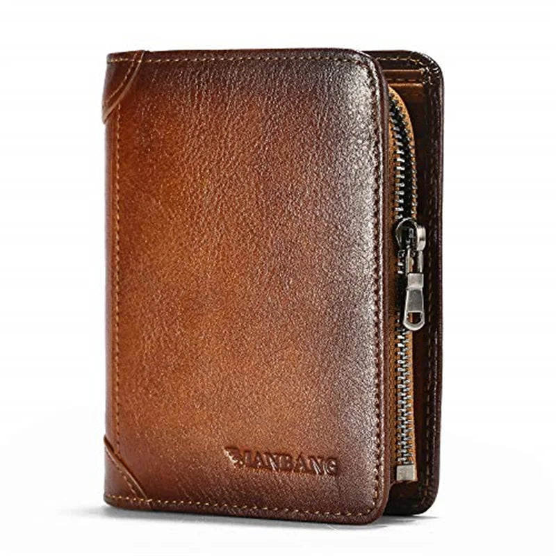 HOT Genuine Leather Men Wallet Small Mini Card Holder Male Wallet Pocket Retro Purse Wallet for Men High Quality