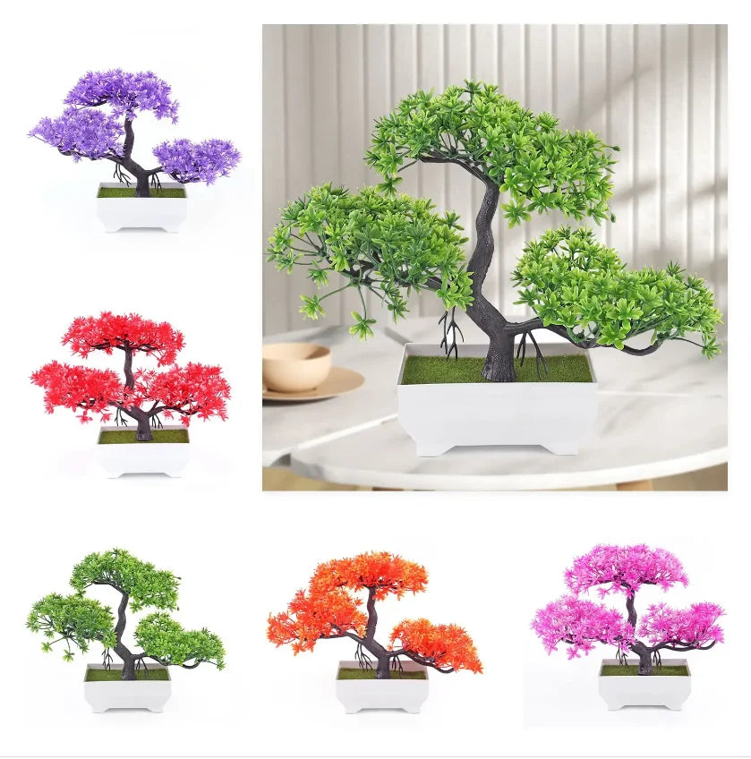 Artificial Plastic Plants Bonsai Small Tree Pot Potted Flower Garden Ornaments Home Decoration Hotel Garden Decor