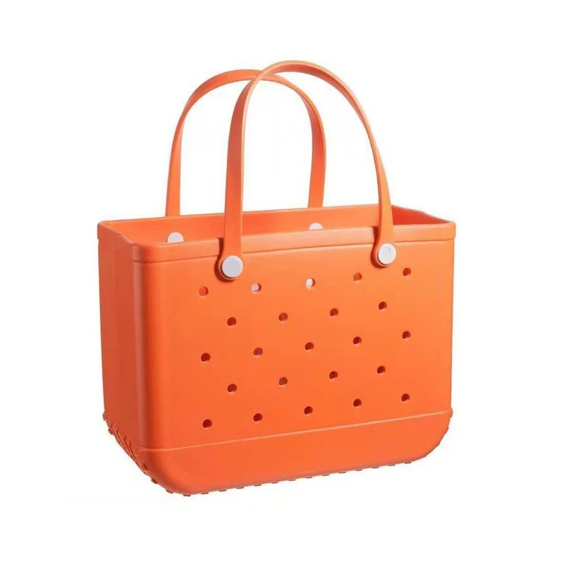 Extra Large Boggs Beach Bag Summer EVA Beach Basket Women Picnic Tote Bag Holes Waterproof Handbag Pouch Shopping Shoulder Bag