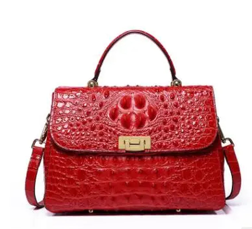 Real Cowhide Leather Handbags Crocodile Pattern Fashion Genuine Leather Women Bag Luxury Handbags Women Bags Designer Women Bag