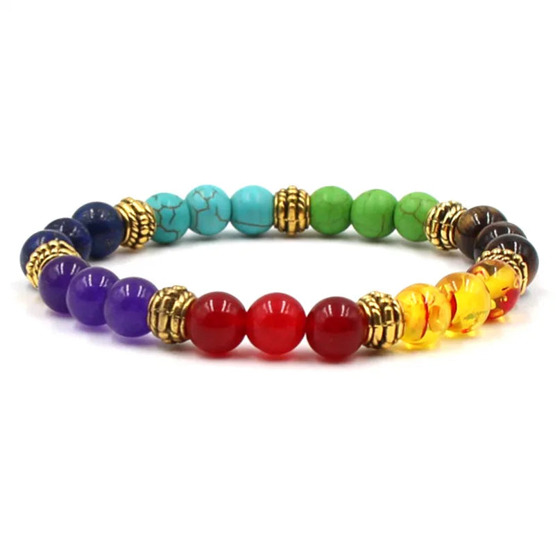 8MM Natural Stone Beaded Chain Bracelets for Women Men Couple Lava Rock Healing Balance Beads Reiki Buddha Chakra Bangle Jewelry