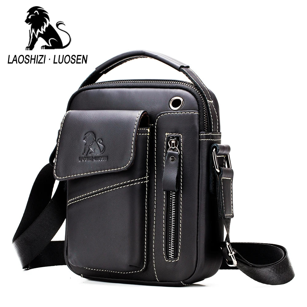 New Genuine Leather Man Messenger Bags Vintage Cow Leather Small Shoulder Bag for Male Men'S Crossbody Bag Casual Tote Handbag