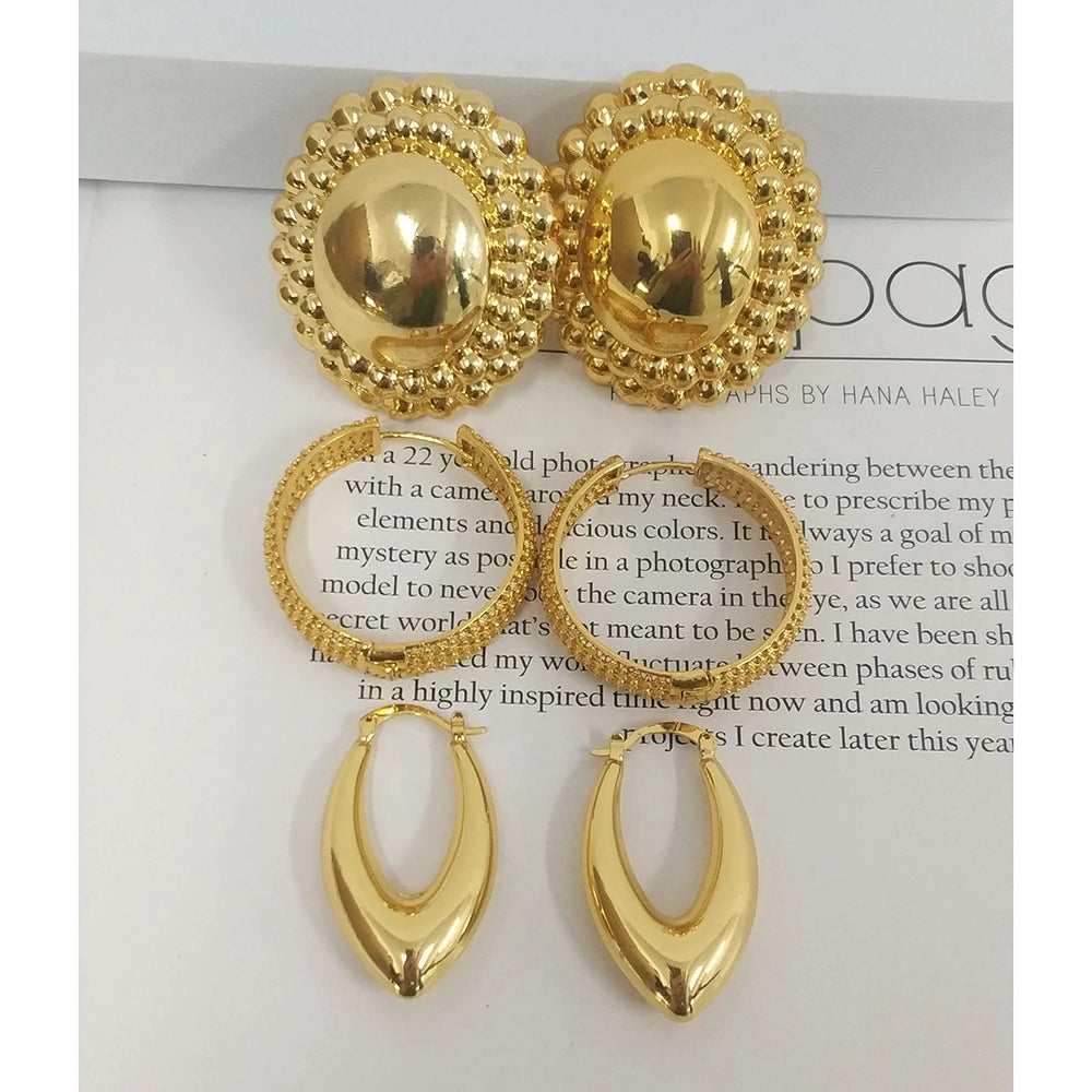 Big Hoop Earrings for Women Thick Metal Gold Color Twisted New Design Loop Earrings 2022 Stud Trend Charm Large Earring