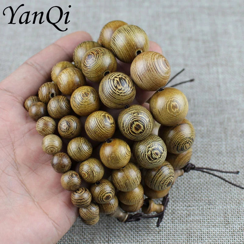 Chicken Wing Wood Buddhist Prayer Beads Tibetan Mala Buddha Bracelet Rosary Wooden Bangle Women Men Jewelry Pulseira