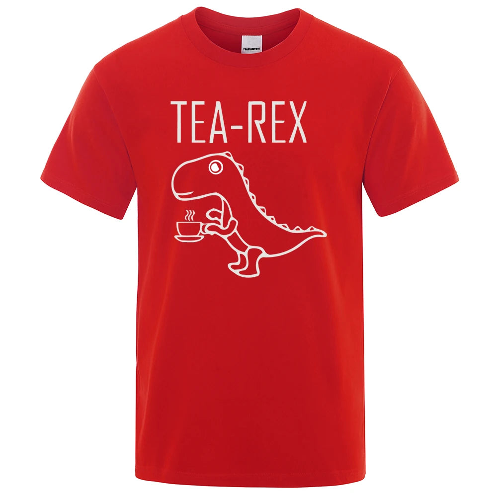 Men Women T-Shirts Tea Rex Funny Dinosaur Drink Coffee T Shirts Fashion Casual Tshirt High Quality Streetwear Tops Tee Shirt