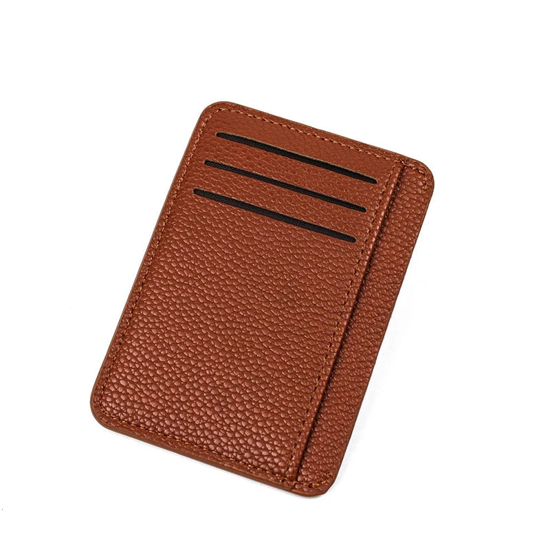 Ultra Thin Zipper Wallet Men'S Small Wallet Business PU Leather Wallets Band Solid Color Card Coin Purse Credit Bank Holder