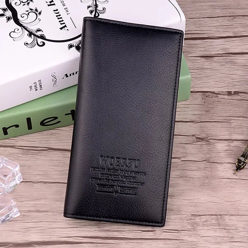 Business Long Men Wallet Vertical Leather Purse Male Clutch Wallets Men Women Money Card Holder Pocket Multifunction Top Quality